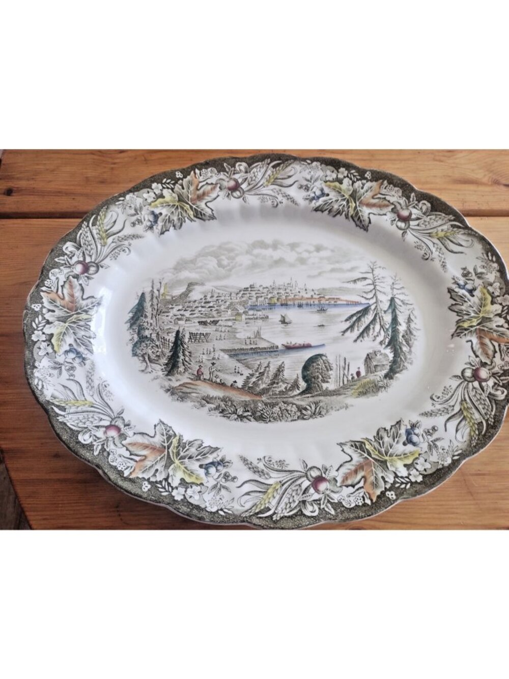 Vintage Ridgway Platter 16 x15 in. St. John and Portland Scene